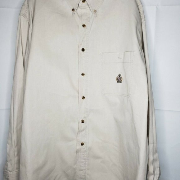 Bugle Boy L Khaki Embroidered Button Up Shirt - Picture 8 of 12
